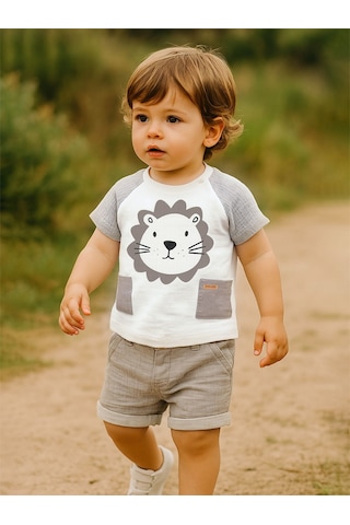 Erkek Bebek Müslin T-shirt Şort Takım