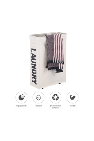 Cbtx Köşe İnce Katlanabilir Oxford Kumaş Çamaşır Sepeti Kutusu Örgü İpli Kirli Giysiler Bej Diğer