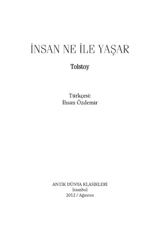Antik Kitap İnsan Ne İle Yaşar - Lev Nikolayeviç Tolstoy