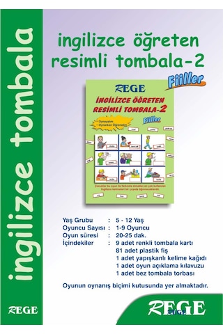 İngilizce Öğreten Resimli Tombala 2 Fiiller