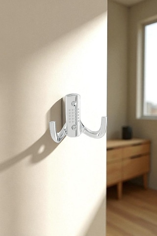 Dekoratif Krom Askılık Portmanto, Kapı Ve Dolap İçin Uygun Metal Askı Gümüş