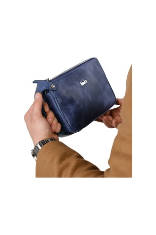 Mft Leather Hakiki Deri Unisex El Çantası Moon Bag 4381 Tiguan Lacivert