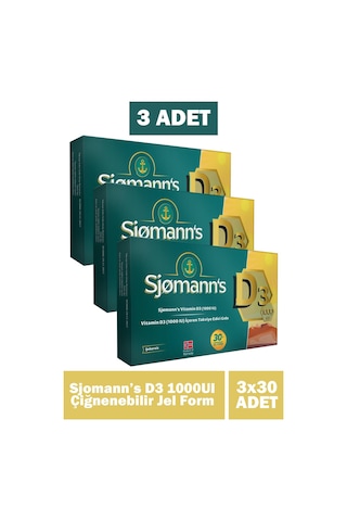 Sjomann's D3 Çiğnenebilir Jel 30 Tablet 3 Adet