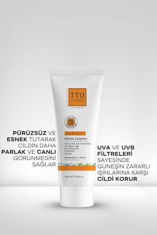 Tto Clinic Akneli ve Rozalı Ciltler için Çay Ağacı Yağlı Güneş Losyonu SPF50 100 ML