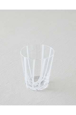 English Home Stripe Cam El Yapımı Bardak 240 Ml Beyaz
