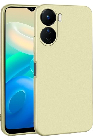 Vivo Y16 Kılıf Zore Premier Silikon Kapak Gold
