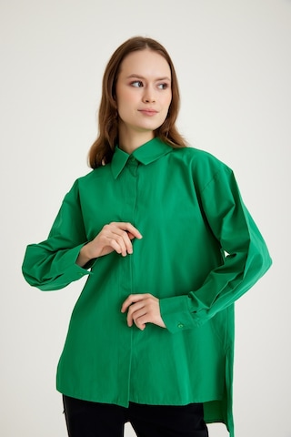 Mizalle Basic Poplin Yeşil Gömlek Yeşil