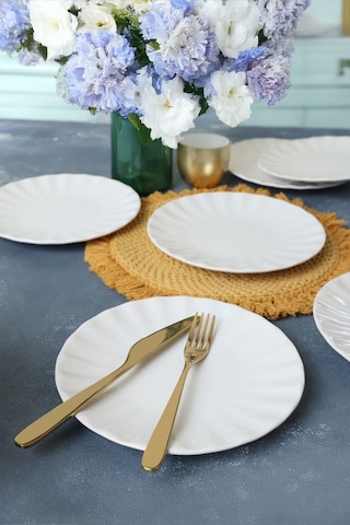 Keramika Beyaz Sirius Pasta Tabağı 22 Cm 6 Adet 004 Beyaz