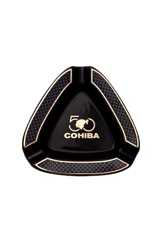 Cohiba 50. Yıl Karbon Desenli Siyah Porselen Üçlü Puro Küllüğü