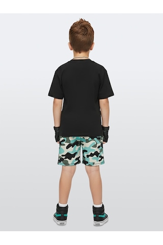 Denokids Erkek Çocuk Takım Kaplan Baskılı %100 Pamuk T-shirt Şort Yazlık Takım Çok Renkli