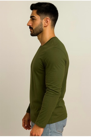 Axxel Erkek Haki Uzun Kollu T-shirt-d240 Haki