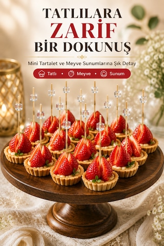 50 Li Kristal Küp Bambu Kürdan 9 Cm Parti Davet Kokteyl Kanepe Sunum Kürdanı Organizasyon Sofra Seti