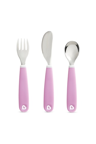 Munchkin Sıçramayı Engelleyici Çocuk Çatal Bıçak Takımı Lila 18+ Ay Lila
