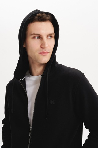 AR-MA Arma Erkek Sweatshirt Büyük Beden 3 İplik Kalın Kumaş Kapüşonlu Fermuarlı Cepli %70 Pamuk %30 Polyester K30324801502 Siyah