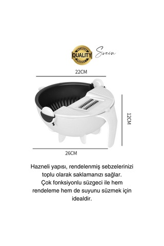11 Parça Paslanmaz Fonksiyonel Süzgeçli Rende Hazneli Doğrayıcı Sebze Salata İçin Pratik Mutfak Çok Renkli