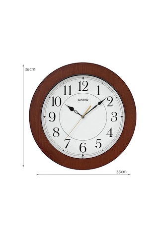 Casio Iq-133-5df Plastik Kasa Kahverengi Renkli 36 Cm Çaplı Modern Quartz Saniye Mekanizmalı Duvar Saati