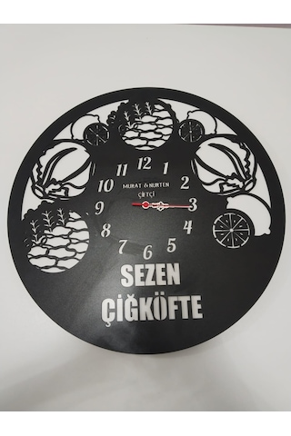 Çiğ Köfte Ciler İçin Özel Tasarım Saat Kişiye Özel İsim Yazılı Renkli
