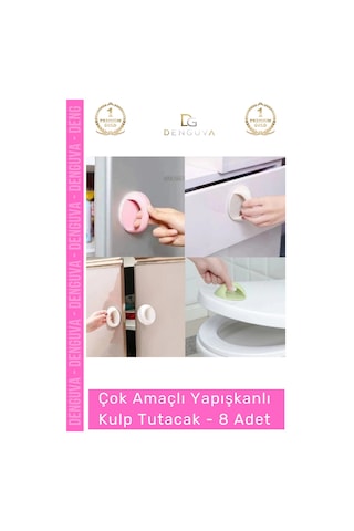 Kulp Pratik Mobilya Çekmece Dolap Pencere Cam Kapı Kendinden Yapışkanlı Yapışkanlı Kulp Tutacak - 8 Çok Renkli