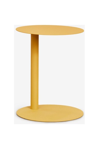 Paledin Design Magna Yan Sehpa Modern Yuvarlak Çelik Koltuk Yanı Sehpası Granit Grisi 40x40x50 Cm Sarı