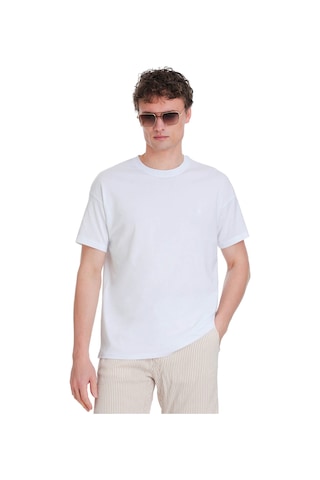 Hatemoğlu Beyaz Regular Fit 100% Pamuk Bisiklet Yaka Oversize Tişört 1995327 Beyaz