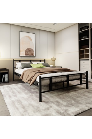 Lotus Çift Kişilik Metal Karyola A Kalite, Ses Çıkarmaz ,ölçülü Model Karyola 1634-a Siyah