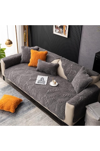 Kadife Kanepe Kapağı, 28x70 İnç, Evcil Hayvanlar İçin Uygun Kadife Kahve