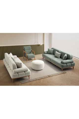 Tera Ahşap Kollu Ayaklı Berjer Yeşil