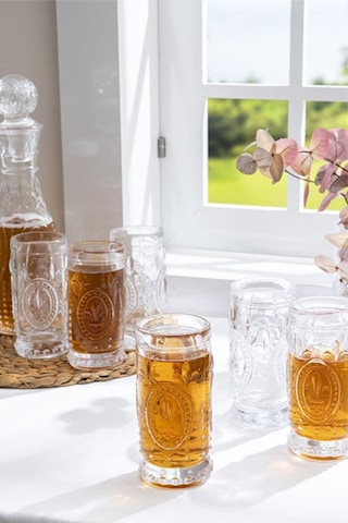 Selen Concept Fleur De Lis Model El Yapımı Cam Bardak 4'lü Set Şeffaf