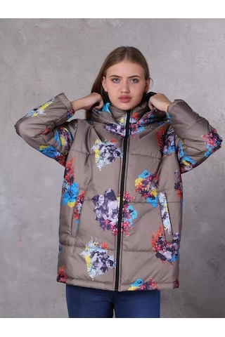 Farm Animals Retro Gate Dijital Art Puffer Mont Kadın