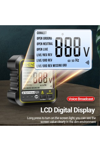 Vkemall Aneng Çok Fonksiyonlu Ses Yayını Soket Test Cihazı Kaçak Korumalı Soket Polarite Algılama 36013eu
