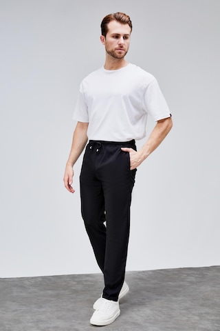 HLT Jeans Erkek Siyah Relaxed Fit Yandan Cepli Beli Lastikli Bağcıklı Duble Paça Jogger Pantolon Bolt-1996 Siyah