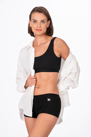 Kadın Modal Boxer Şort Siyah Kompedam K23920 Siyah