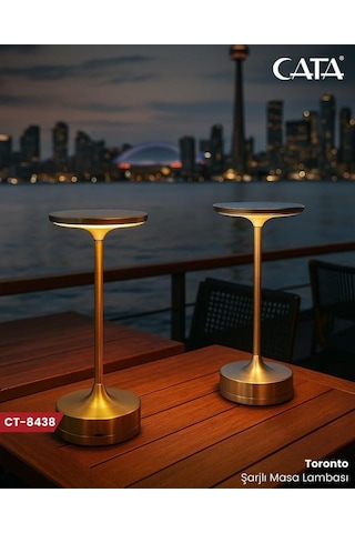 Cata Ct-8438 Toronto Şarjlı Masa Lambası Antik Sarı,3 Renk Yanma Ve Dimmer Özellikli Çok Renkli