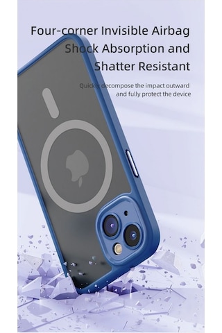 Rock Apple Uyumlu iPhone 14 Pro Max Kılıf Anti-drop Lens Korumalı Magsafe - Mavi Mavi