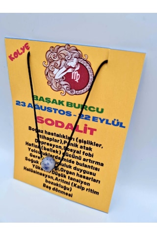 Sertifikalı Başak Burcu Sodalit Taşı Doğal Taş Kolye Çok REnkli