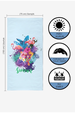 Flamingo Summer Dijital Baskılı 75x150 CM Plaj Havlusu