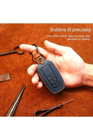 Tongxida Toyota Araba Uyumlu Sığır Derisi Anahtar Koruyucu Kapak Kılıfı Üç Anahtar Versiyonu Kırmızı 2 Adet