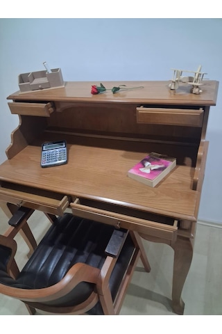 Çalışma Masa İlhm 90634 Klasik Takım Dilimli Sandalye Lüks Klasik Ceviz Renk Model Kahverengi