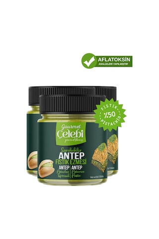 Kahvaltılık Antep Fıstık Ezmesi 3'lü Paket 200 Gr X 3 Adet - Sürülebilir Gerçek Antep Fıstığı Ezmesi