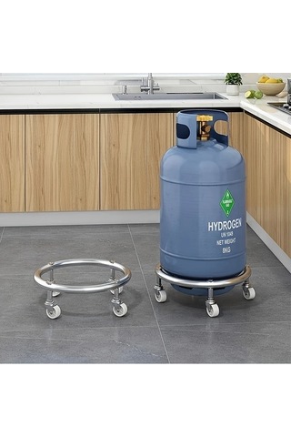 Dashanshop Gray Olester Paslanmaz Çelik Dolly Tüp Tutucu Ağır Hizmet Tekerlekli Gaz Silindir Taşıma