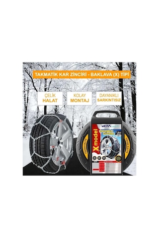 Kar Lastik Zinciri 175/60r15 Binek Suv X Tipi Takmatik Kolay Montaj