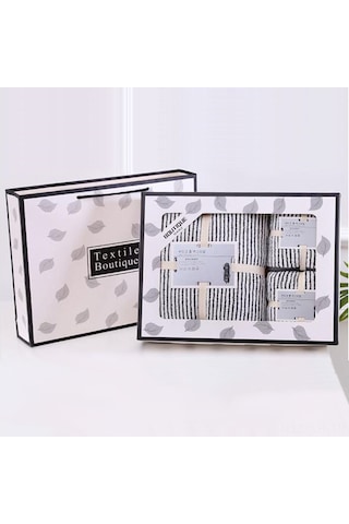 Xiyyadms Bambu Kömür Lifli Hızlı Kuruyan Havlu Seti - Gri Gülümse 1 Banyo Havlusu + 2 Yüz Havlusu Kutulu Çok Renkli