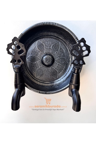 Hamam Taslı İkili Osmanlı Musluğu Siyah Mat Siyah