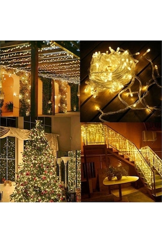 10 Metre 100 Ledli 8 Fonksiyonlu Yılbaşı Süsü Dekor Led Işık Gün Işığı
