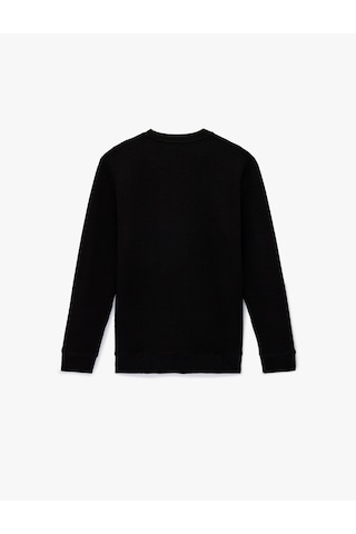 Koton Regular Fit Uzun Kollu Dokulu Bisiklet Yaka Sweatshirt Siyah 6sam70011mk Siyah