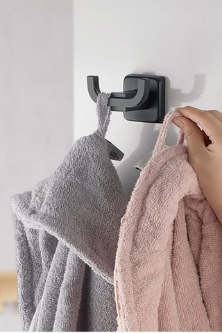 DARK Premium Kare Mat Siyah Ikili Askılık + Kapaksız Kağıtlık + Yuvarlak Havluluk Banyo Seti