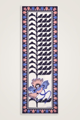 İmannooor Kufi Lacivert Floş Pamuk Şal 70x210