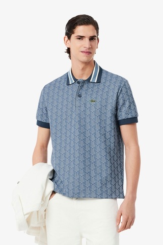 Lacoste Classic Fit Monogram Polo T-shirt Erkek Polo Yaka Tişört Mavi