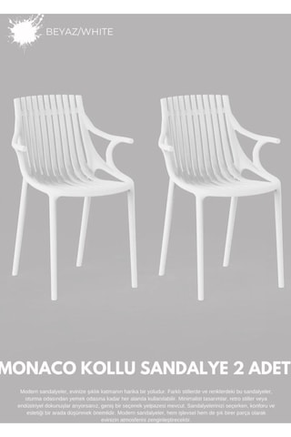 2 Li Set Monako Lüx Cafe &restaurant Mutfak Balkon Otel Sandalyesi Beyaz