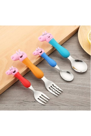 Pig Peppa 4'lü Çatal Kaşık Set
